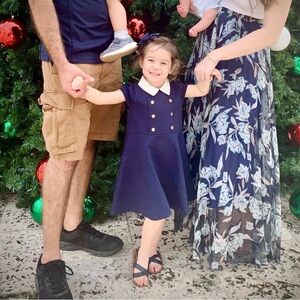 Navy Blue Janie and Jack Kids Dress with White Collar